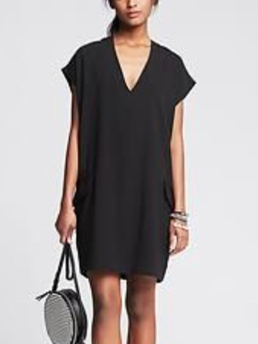 Black Banana Republic Crepe Cocoon Tee Dress | Size XS